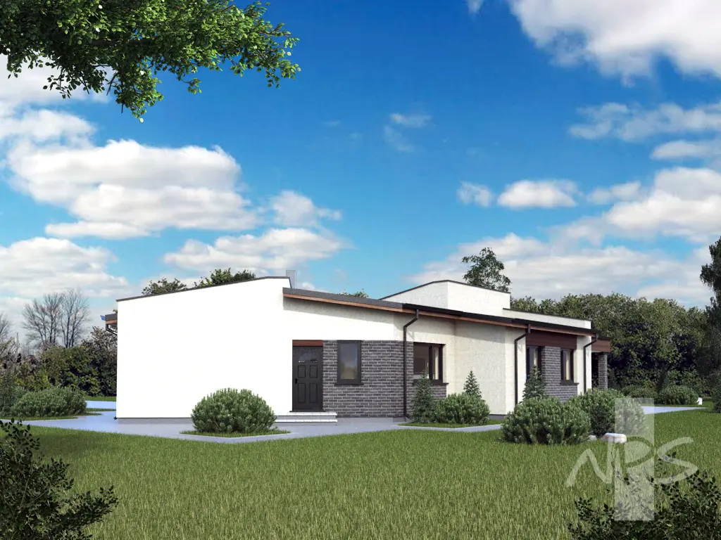 Vienstāva mājas projekts 153 m²: 3 Guļamistabas, 2 Vannasistabas, Garāža