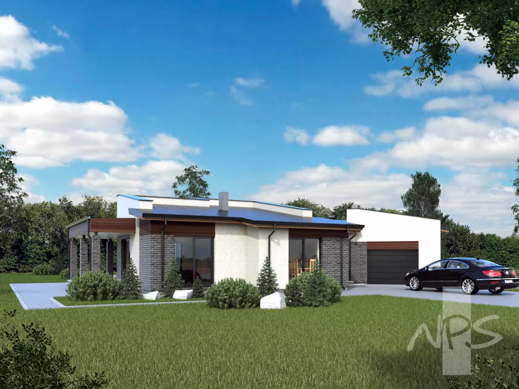 Vienstāva mājas projekts 153 m²: 3 Guļamistabas, 2 Vannasistabas, Garāža