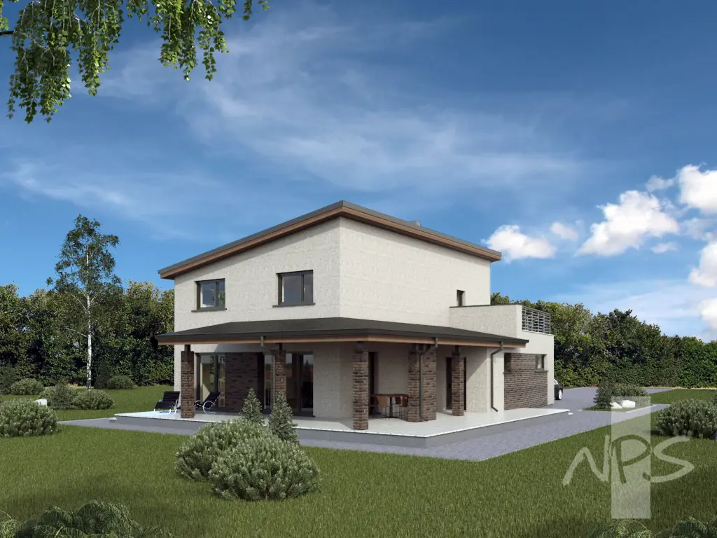 Divstāvu mājas projekts 186 m²: 3 Guļamistabas, Darba istaba, 2 Vannasistabas, Garāža