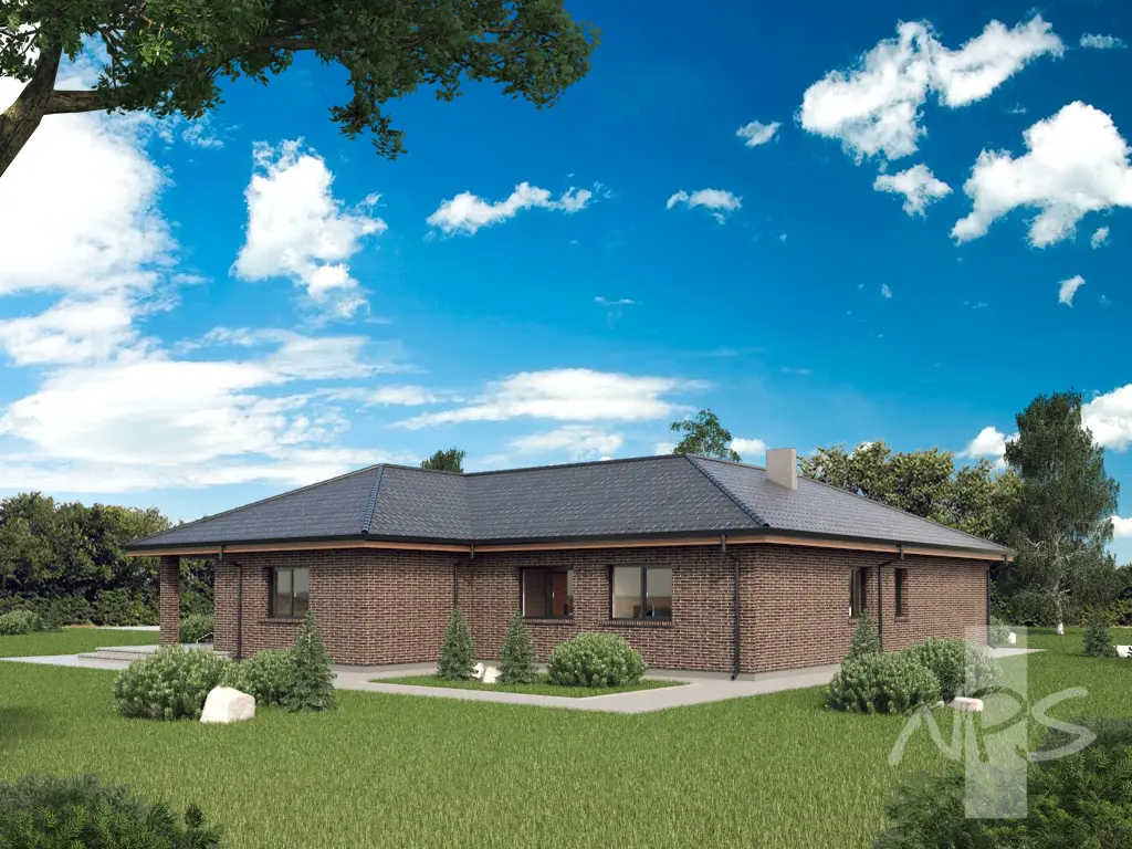 Vienstāva mājas projekts 207 m²: 3 Guļamistabas, Darba istaba, 2 Vannasistabas, Garāža