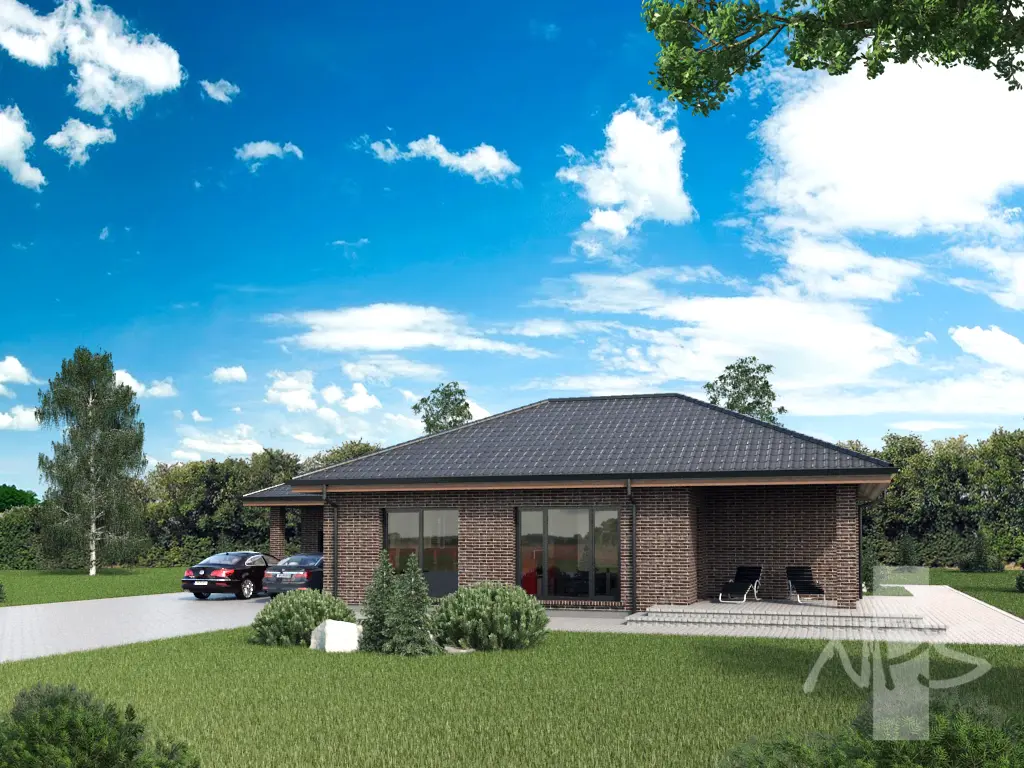 Vienstāva mājas projekts 207 m²: 3 Guļamistabas, Darba istaba, 2 Vannasistabas, Garāža