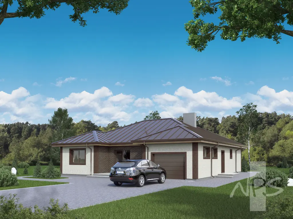 Vienstāva mājas projekts 164 m²: 4 Guļamistabas, 2 Vannasistabas, Garāža