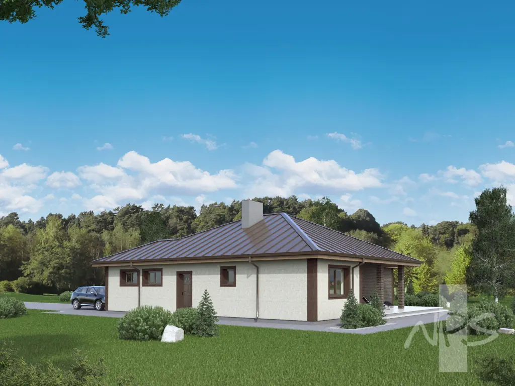 Vienstāva mājas projekts 164 m²: 4 Guļamistabas, 2 Vannasistabas, Garāža