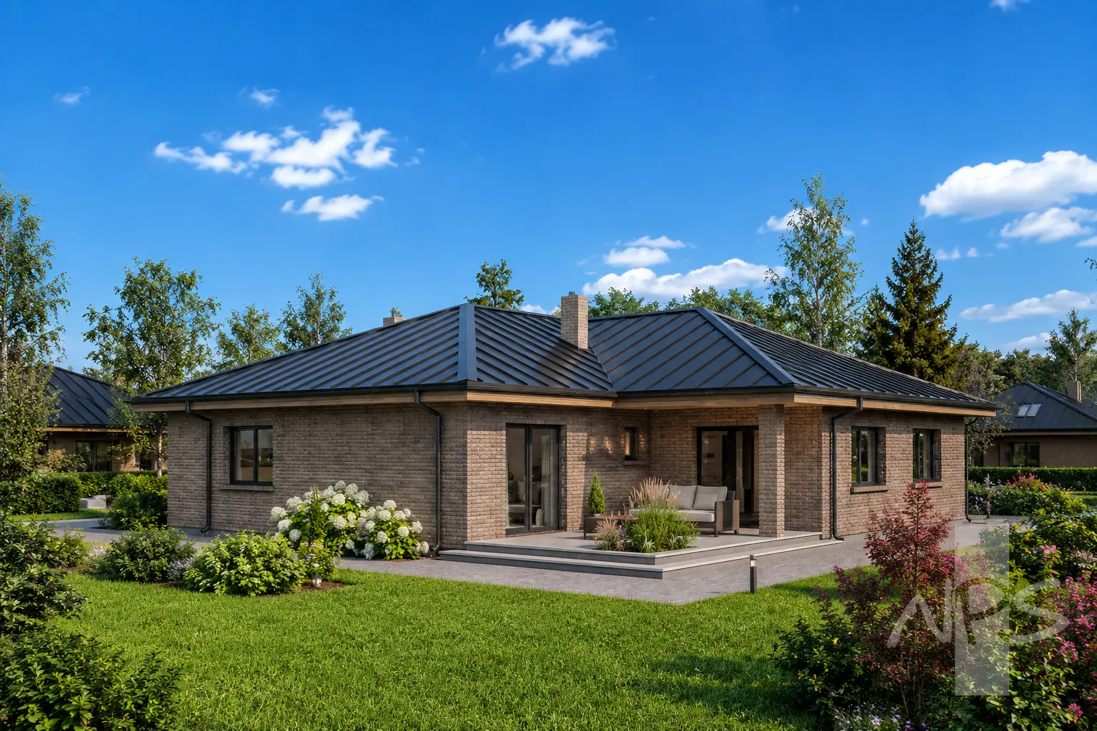 Vienstāva mājas projekts 202 m²: 3 Guļamistabas, 2 Vannasistabas, Garāža