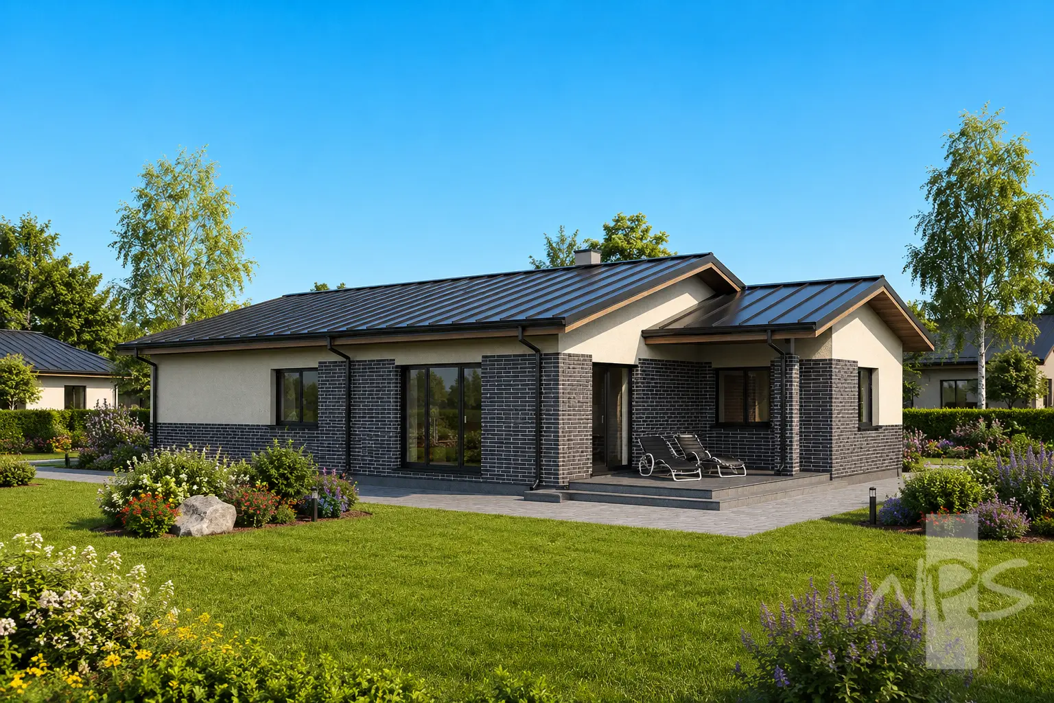 Vienstāva mājas projekts 188 m²: 4 Guļamistabas, 2 Vannasistabas, Garāža