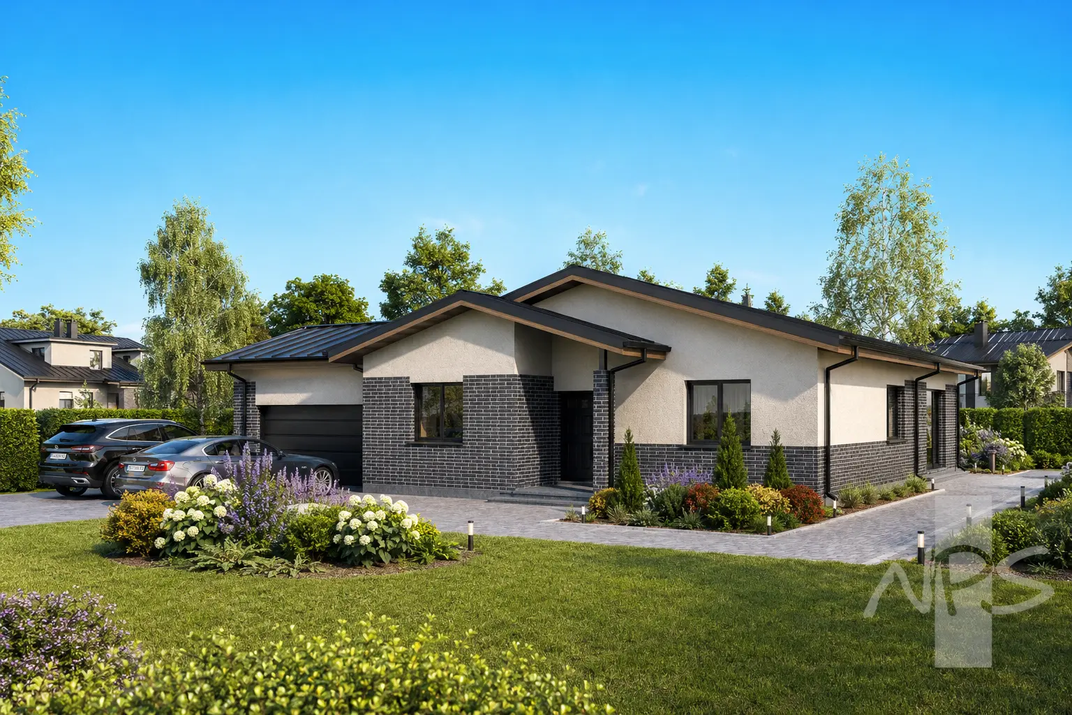 Vienstāva mājas projekts 188 m²: 4 Guļamistabas, 2 Vannasistabas, Garāža