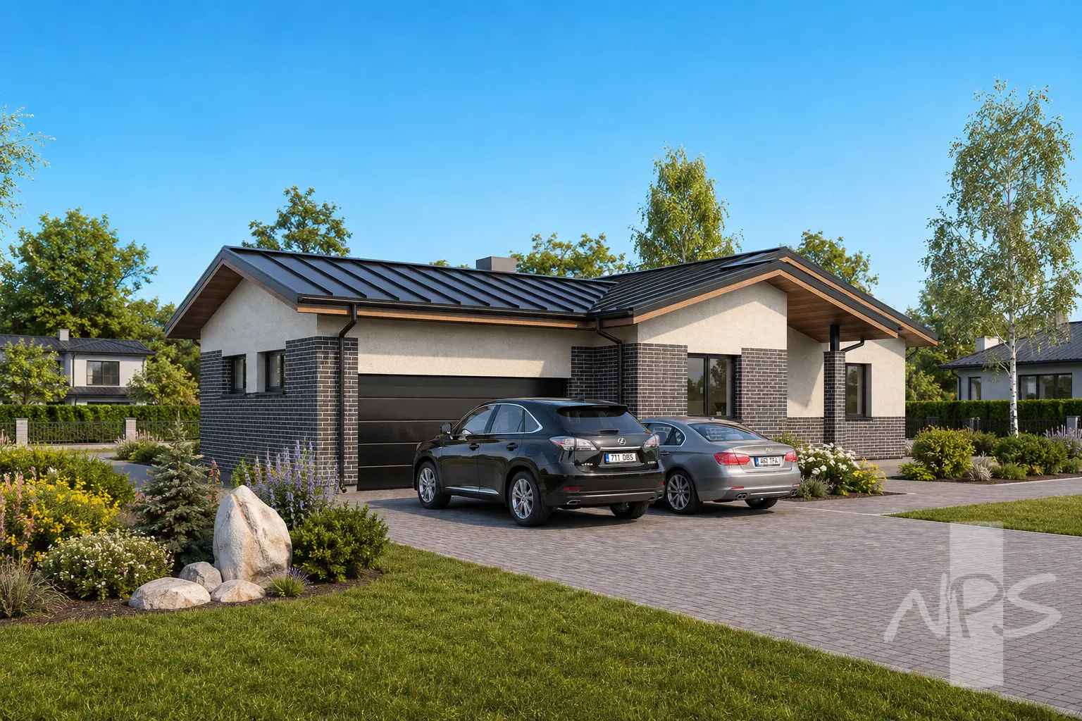 Vienstāva mājas projekts 188 m²: 4 Guļamistabas, 2 Vannasistabas, Garāža