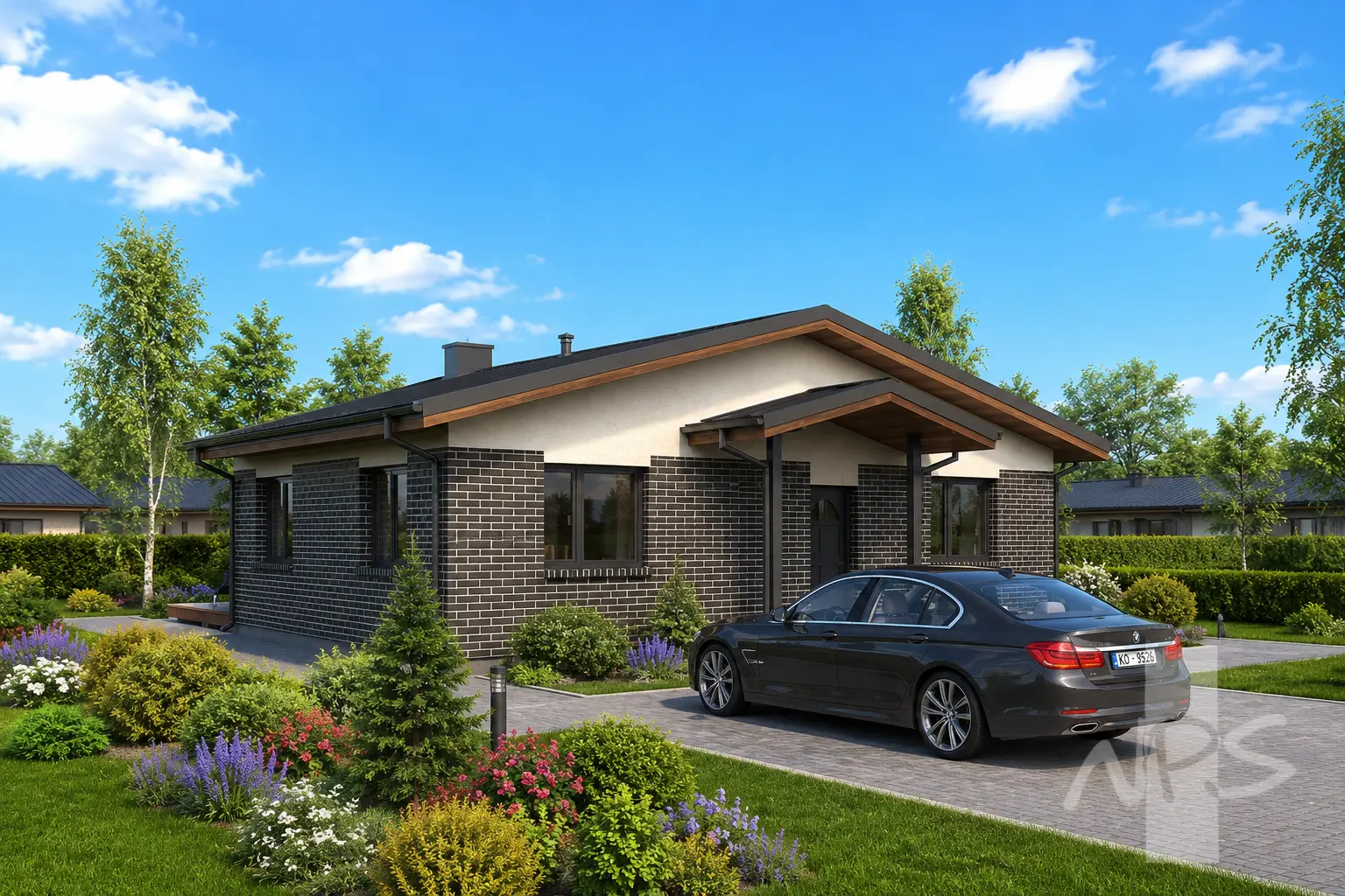 Vienstāva mājas projekts 116 m²: 3 Guļamistabas, 2 Vannasistabas, bez Garāžas