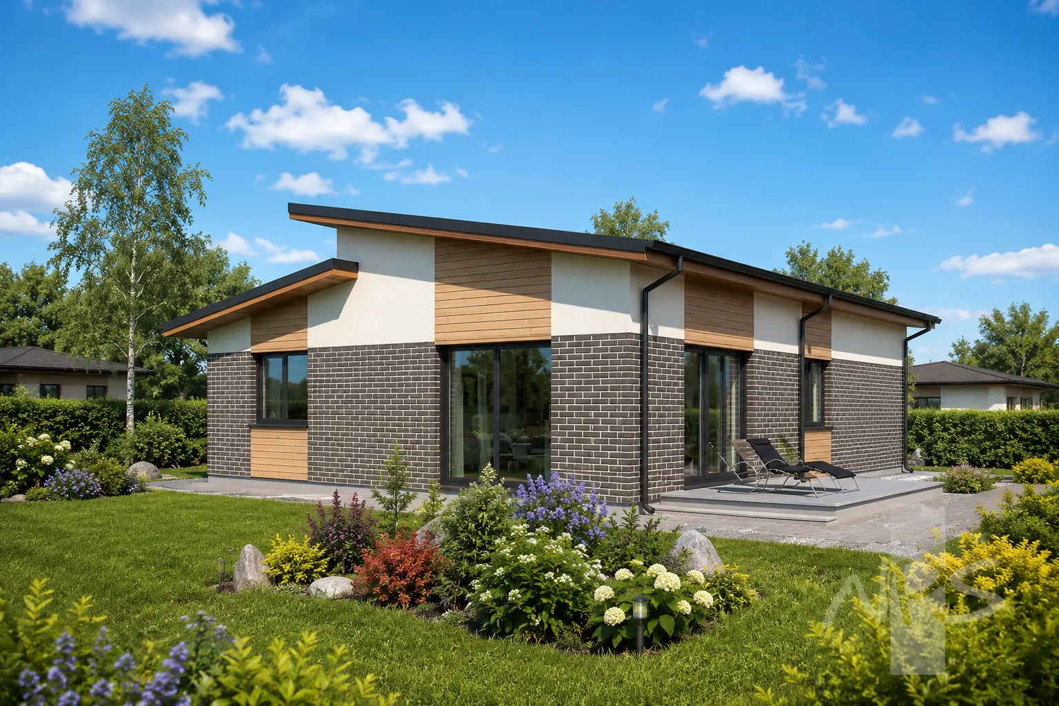 Vienstāva mājas projekts 127 m²: 3 Guļamistabas, 1 Vannasistabas, bez Garāžas