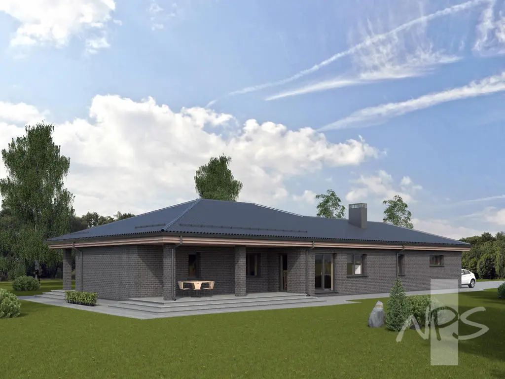 Vienstāva mājas projekts 199 m²: 3 Guļamistabas, Darba istaba, 1 Vannasistabas, Garāža