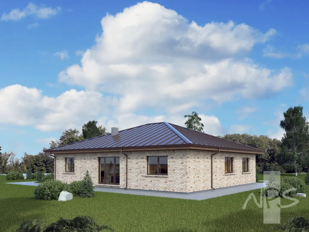 Vienstāva mājas projekts 164 m²: 3 Guļamistabas, 1 Vannasistabas, bez Garāžas