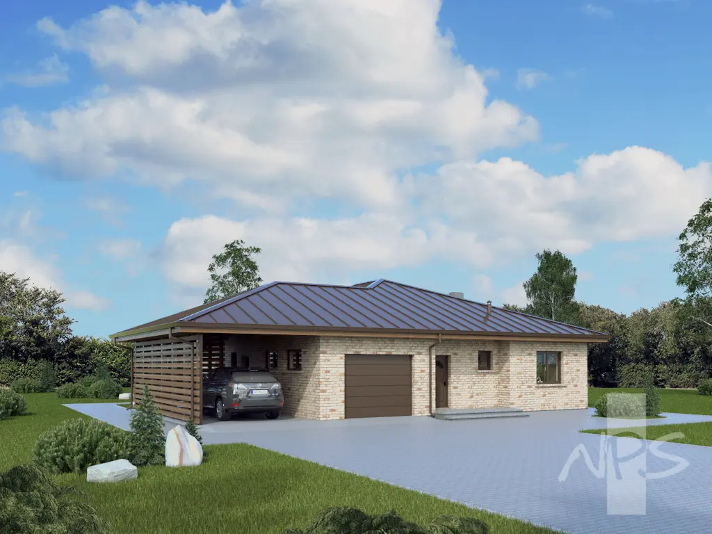 Vienstāva mājas projekts 164 m²: 3 Guļamistabas, 1 Vannasistabas, bez Garāžas