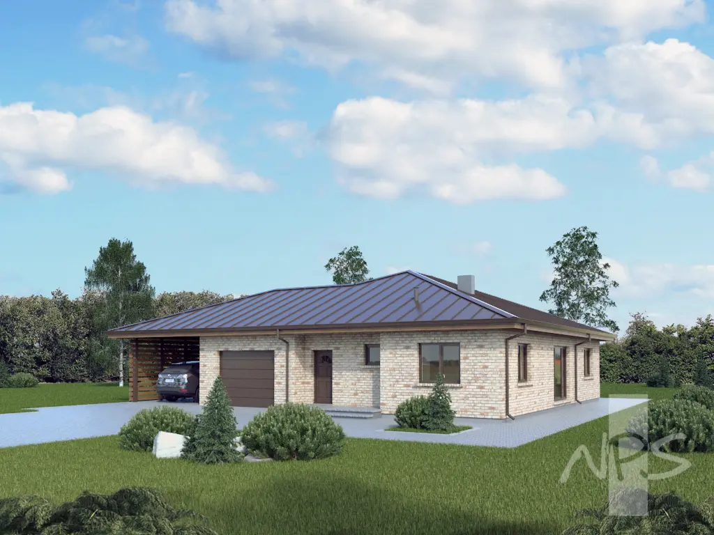 Vienstāva mājas projekts 164 m²: 3 Guļamistabas, 1 Vannasistabas, bez Garāžas