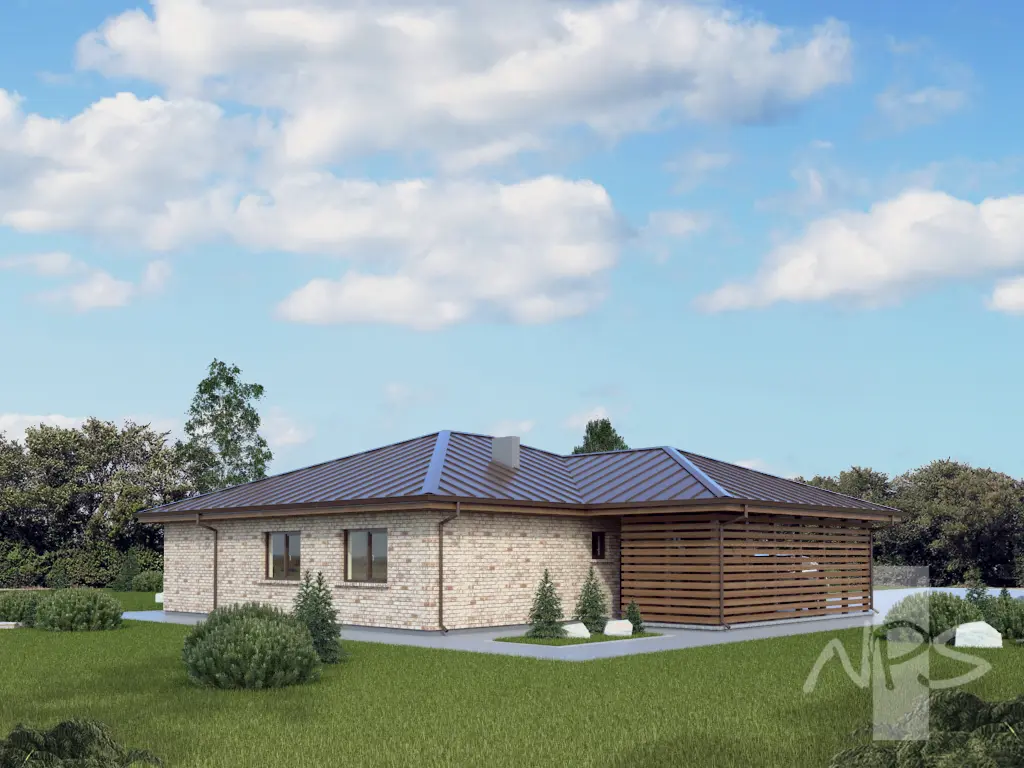 Vienstāva mājas projekts 164 m²: 3 Guļamistabas, 1 Vannasistabas, bez Garāžas