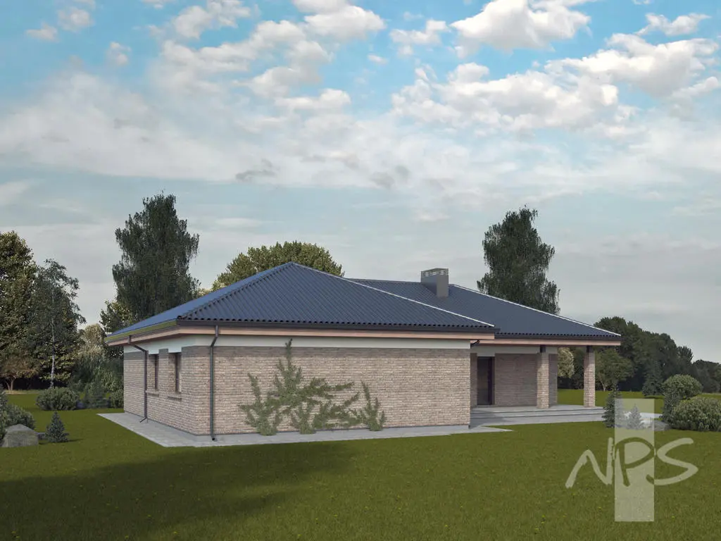 Vienstāva mājas projekts 173 m²: 4 Guļamistabas, 1 Vannasistabas, Atvērta virtuve, Garāža