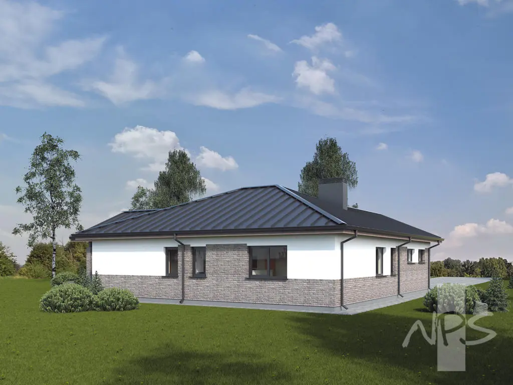 Vienstāva mājas projekts 147 m²: 3 Guļamistabas, 2 Vannasistabas, Atvērta virtuve, Garāža