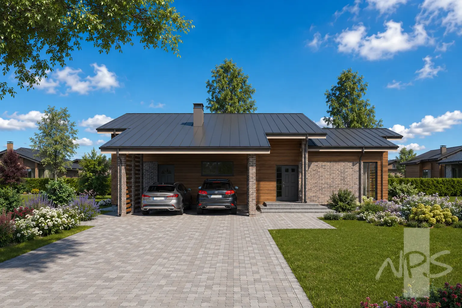 Vienstāva mājas projekts 175 m²: 3 Guļamistabas, 2 Vannasistabas, Atvērta virtuve, bez Garāžas