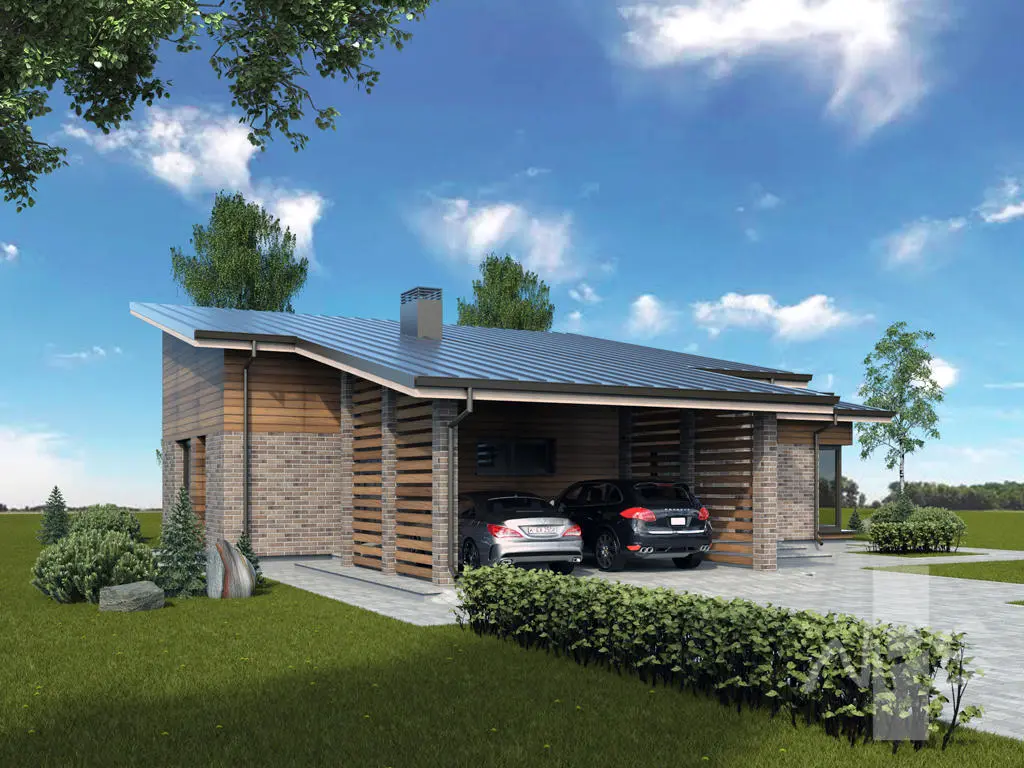 Vienstāva mājas projekts 175 m²: 3 Guļamistabas, 2 Vannasistabas, Atvērta virtuve, bez Garāžas