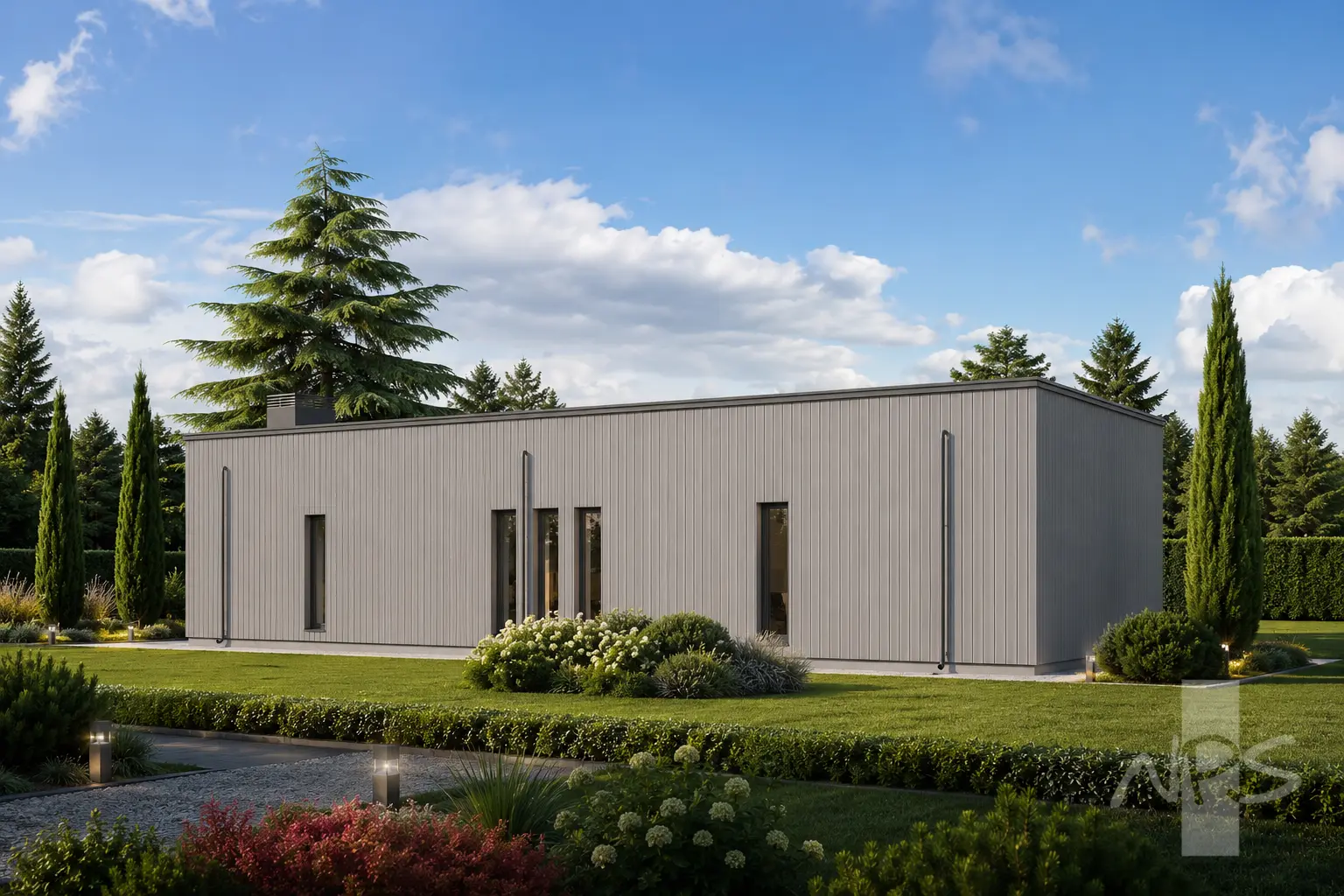 Vienstāva mājas projekts 129 m²: 3 Guļamistabas, 2 Vannasistabas, Atvērta virtuve, Garāža