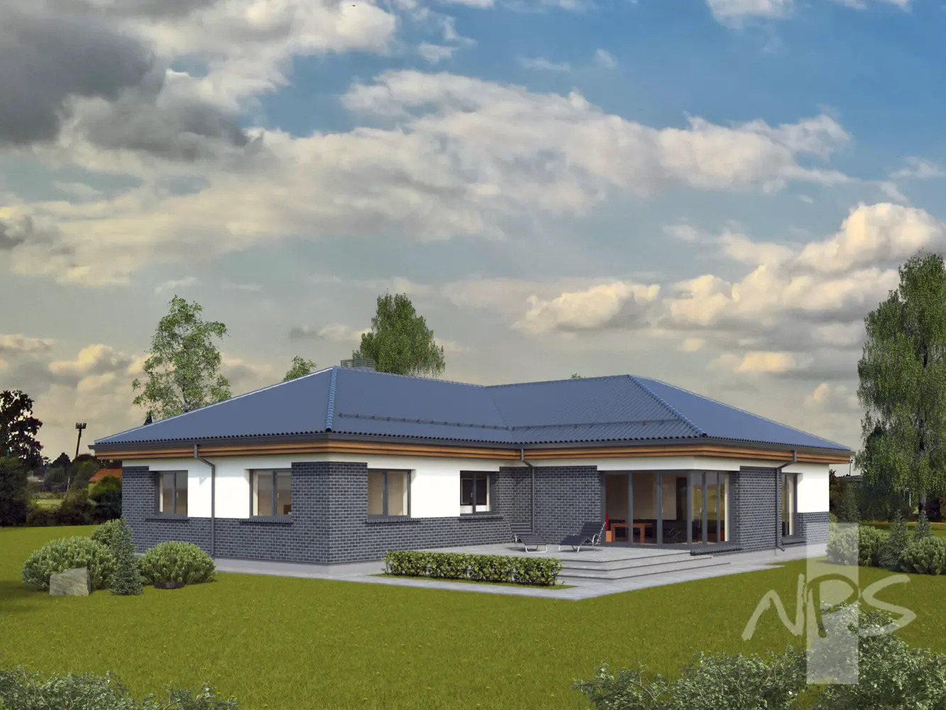 Vienstāva mājas projekts 189 m²: 3 Guļamistabas, 2 Vannasistabas, Atvērta virtuve, Garāža
