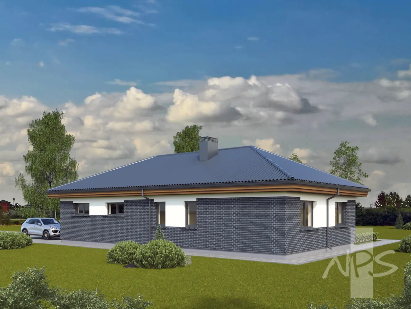 Vienstāva mājas projekts 189 m²: 3 Guļamistabas, 2 Vannasistabas, Atvērta virtuve, Garāža