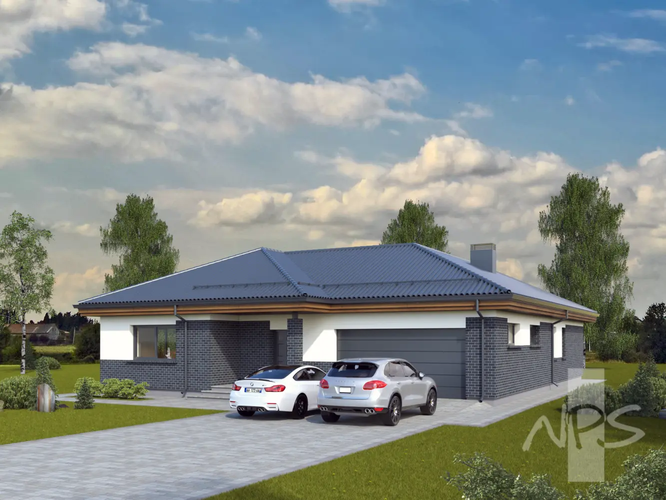 Vienstāva mājas projekts 189 m²: 3 Guļamistabas, 2 Vannasistabas, Atvērta virtuve, Garāža