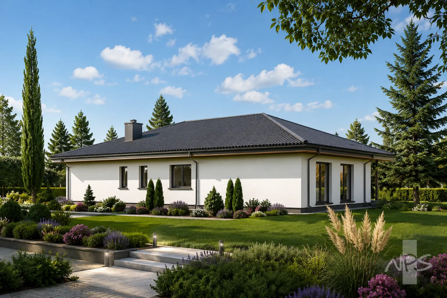 Vienstāva mājas projekts 161 m²: 3 Guļamistabas, 2 Vannasistabas, bez Garāžas