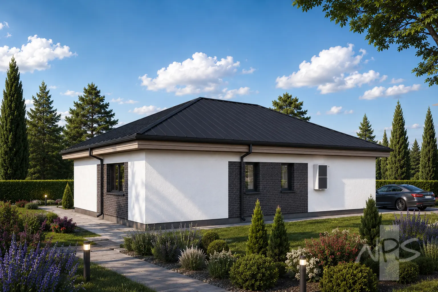 Vienstāva mājas projekts 159 m²: 3 Guļamistabas, 2 Vannasistabas, Garāža