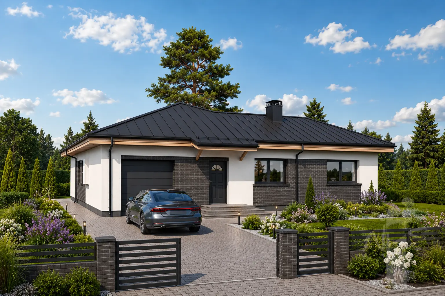 Vienstāva mājas projekts 159 m²: 3 Guļamistabas, 2 Vannasistabas, Garāža
