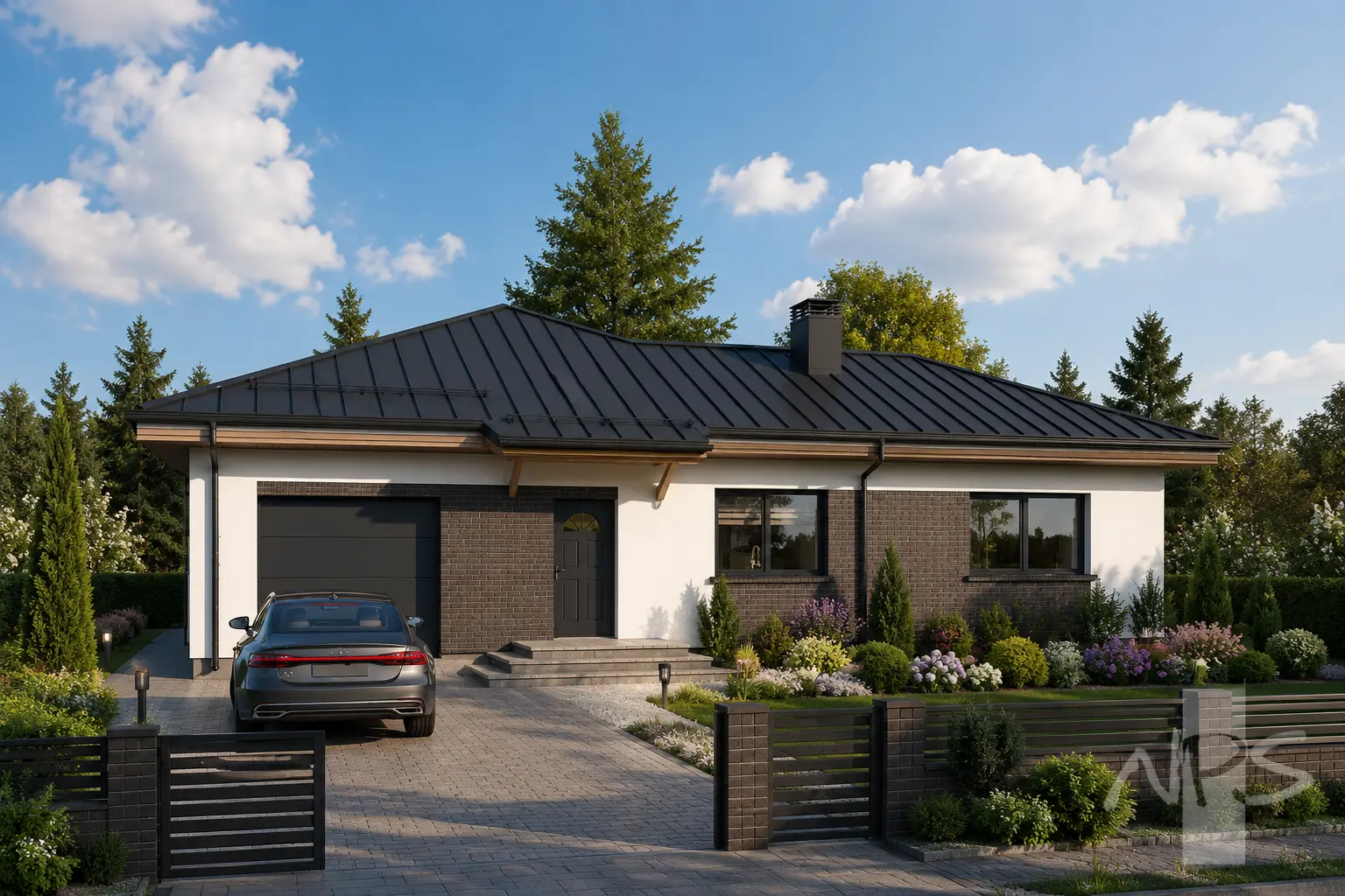 Vienstāva mājas projekts 159 m²: 3 Guļamistabas, 2 Vannasistabas, Garāža