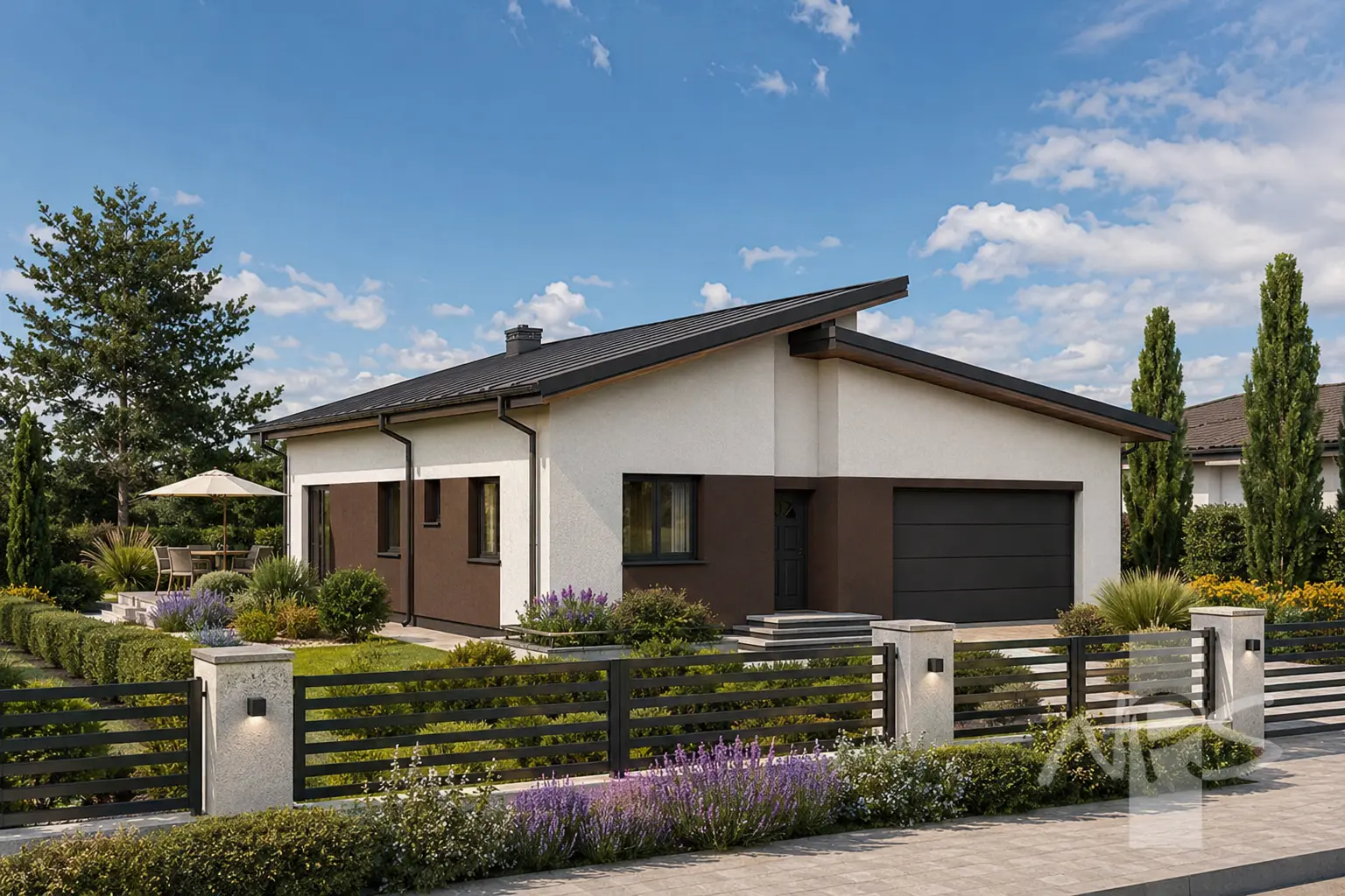 Vienstāva mājas projekts 154 m²: 3 Guļamistabas, 2 Vannasistabas, Garāža