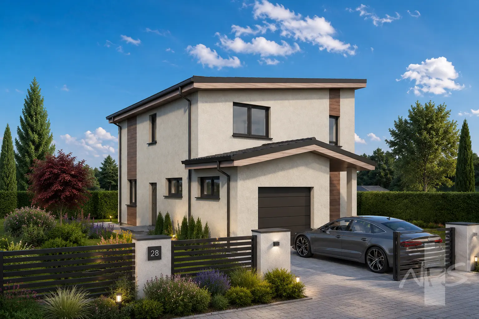 Divstāvu mājas projekts 146 m²: 3 Guļamistabas, 2 Vannasistabas, Garāža