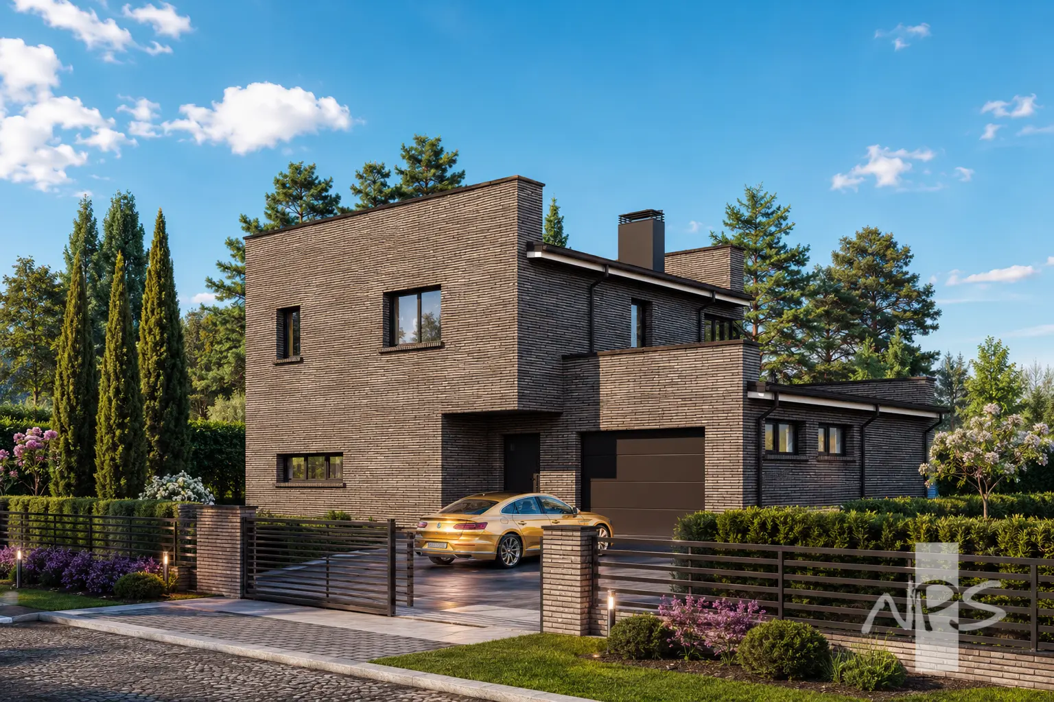 Divstāvu mājas projekts 182 m²: 3 Guļamistabas, 2 Vannasistabas, Atvērta virtuve, Garāža