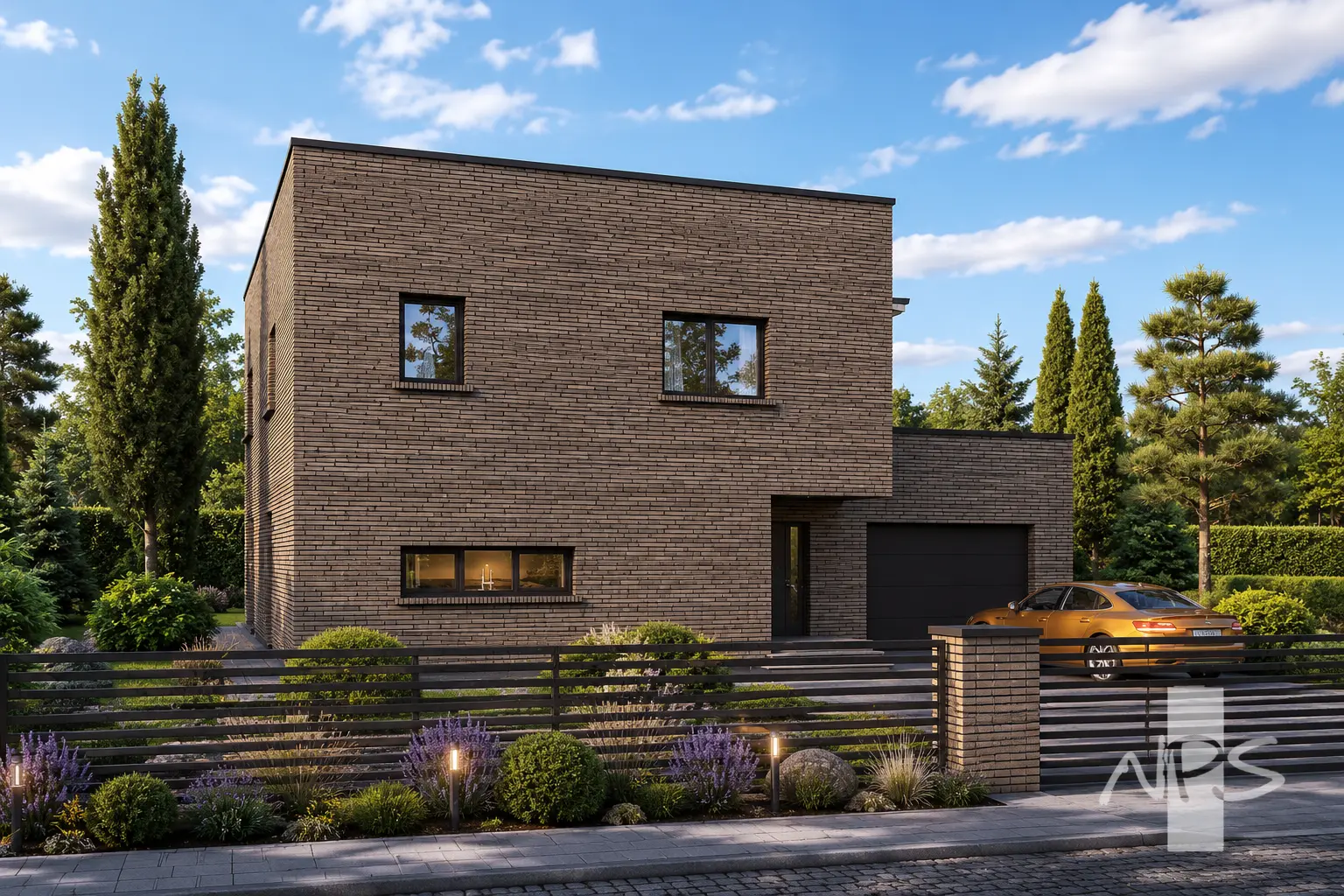Divstāvu mājas projekts 182 m²: 3 Guļamistabas, 2 Vannasistabas, Atvērta virtuve, Garāža