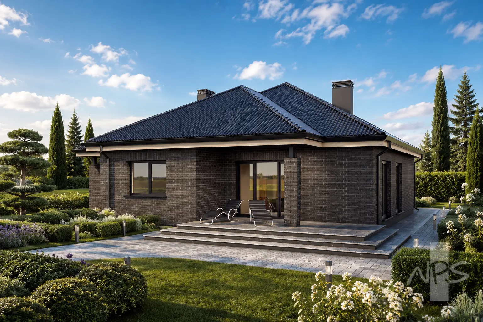 Vienstāva mājas projekts 133 m²: 3 Guļamistabas, 1 Vannasistabas, Garāža