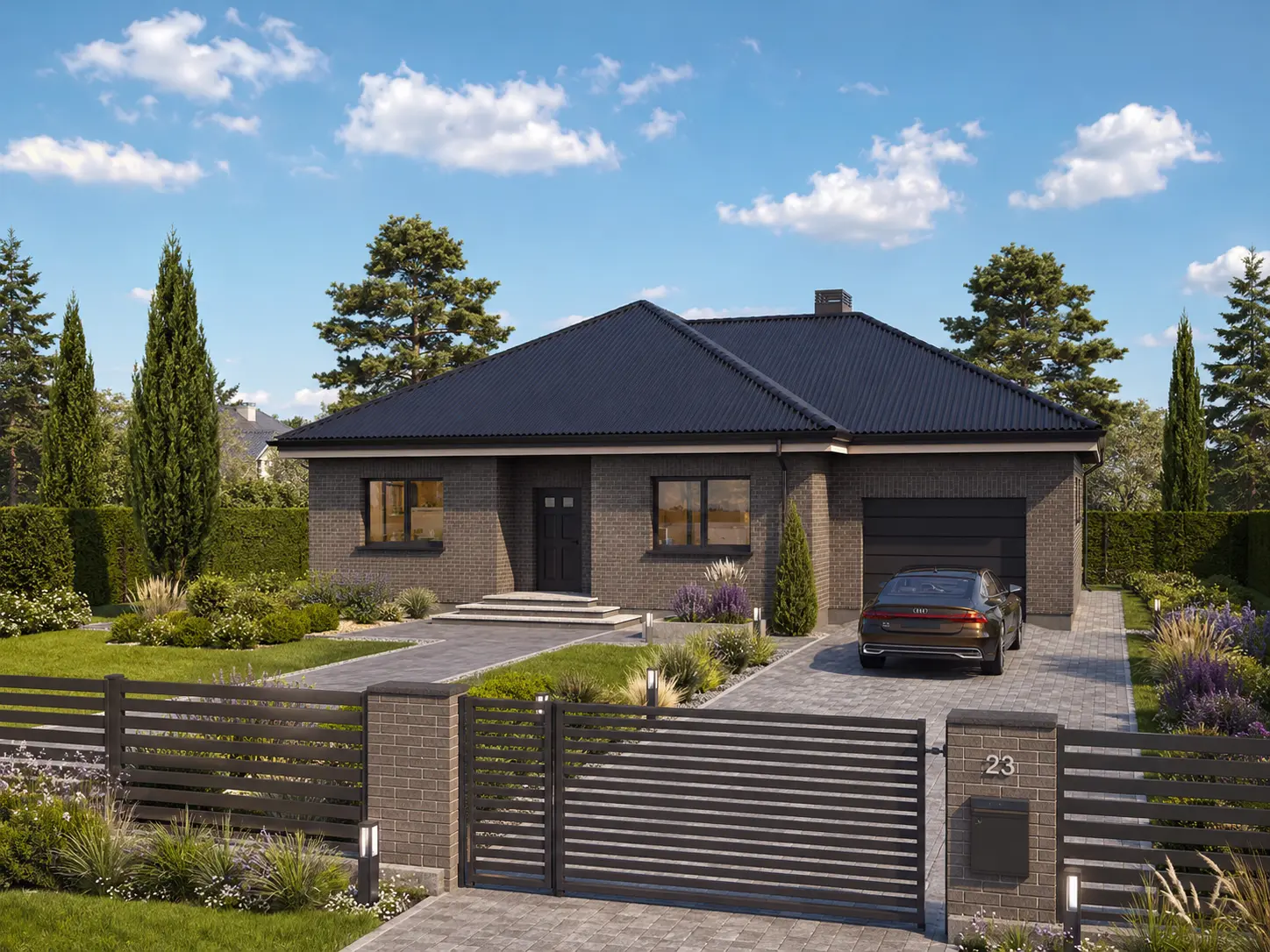 Vienstāva mājas projekts 133 m²: 3 Guļamistabas, 1 Vannasistabas, Garāža