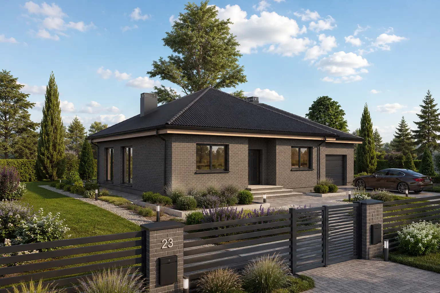 Vienstāva mājas projekts 133 m²: 3 Guļamistabas, 1 Vannasistabas, Garāža