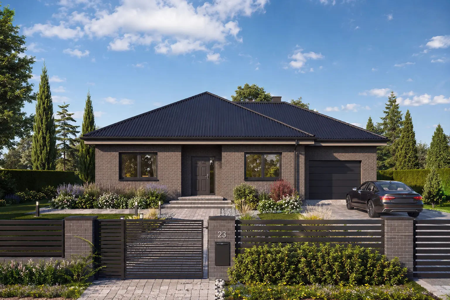 Vienstāva mājas projekts 133 m²: 3 Guļamistabas, 1 Vannasistabas, Garāža