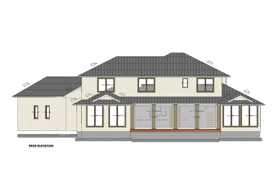 Divstāvu mājas projekts 475 m²: 6 Guļamistabas, 5 Vannasistabas, Atvērta virtuve, Garāža