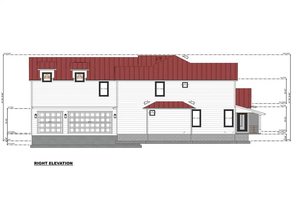Divstāvu mājas projekts 543 m²: 4 Guļamistabas, Darba istaba, 4 Vannasistabas, Atvērta virtuve, Garāža