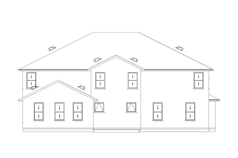 Divstāvu mājas projekts 490 m²: 4 Guļamistabas, Darba istaba, 4 Vannasistabas, Atvērta virtuve, Garāža