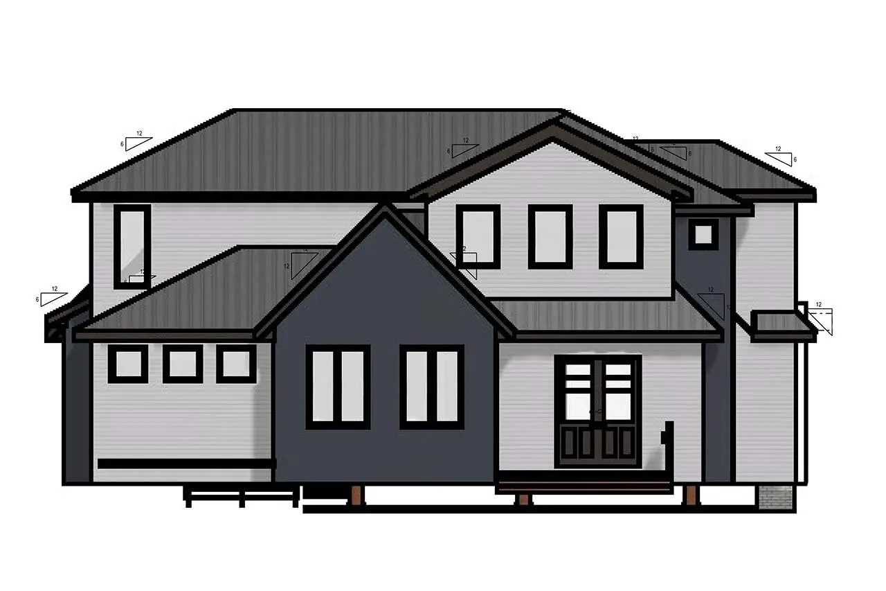 Divstāvu mājas projekts 350 m²: 3 Guļamistabas, Darba istaba, 3 Vannasistabas, Atvērta virtuve, bez Garāžas