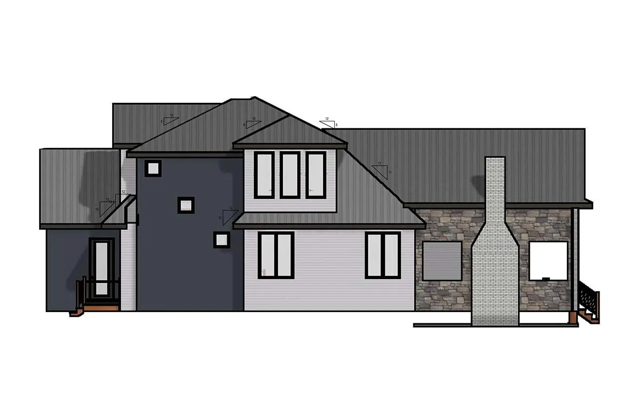 Divstāvu mājas projekts 350 m²: 3 Guļamistabas, Darba istaba, 3 Vannasistabas, Atvērta virtuve, bez Garāžas
