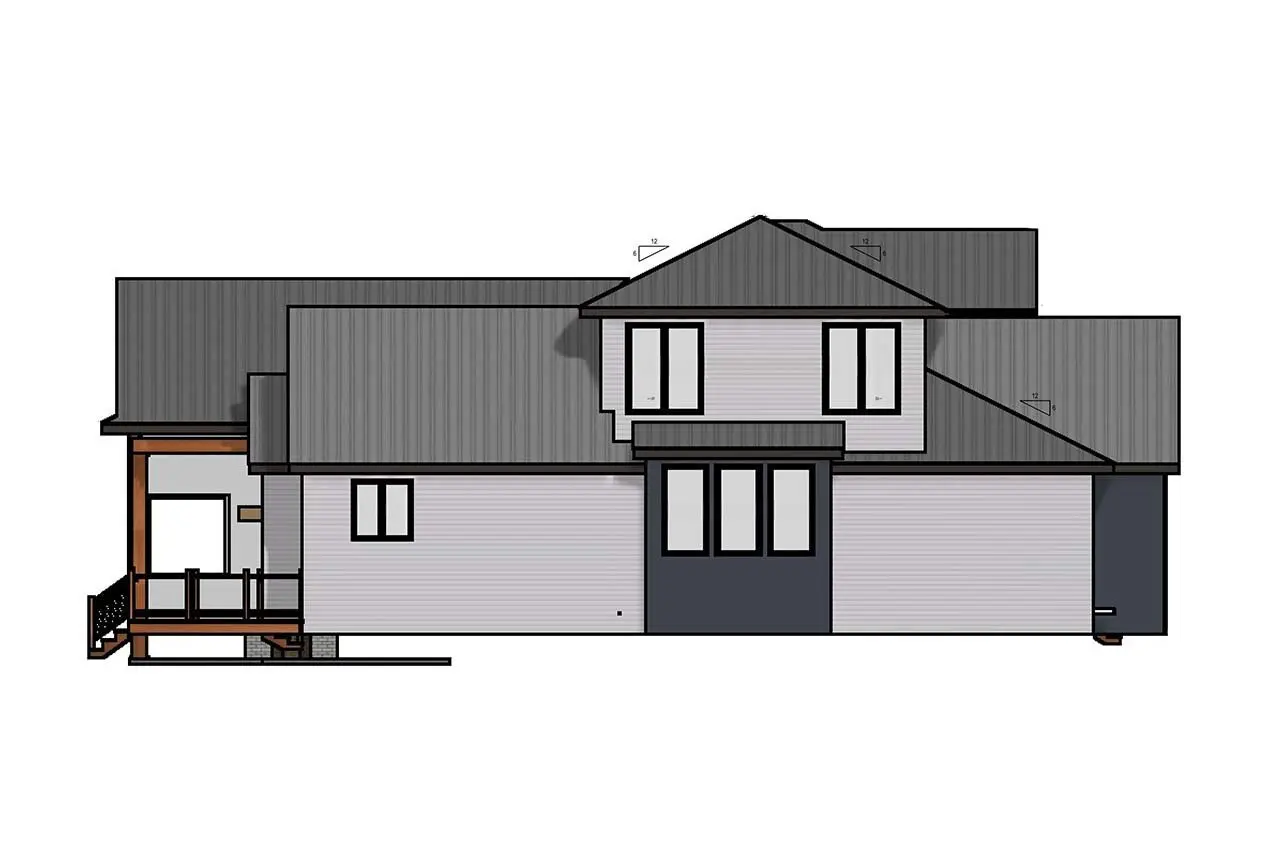 Divstāvu mājas projekts 350 m²: 3 Guļamistabas, Darba istaba, 3 Vannasistabas, Atvērta virtuve, bez Garāžas