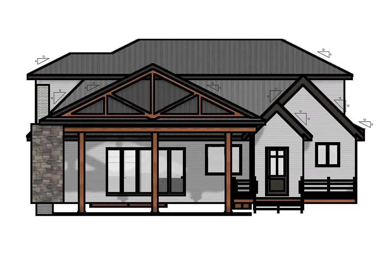 Divstāvu mājas projekts 350 m²: 3 Guļamistabas, Darba istaba, 3 Vannasistabas, Atvērta virtuve, bez Garāžas