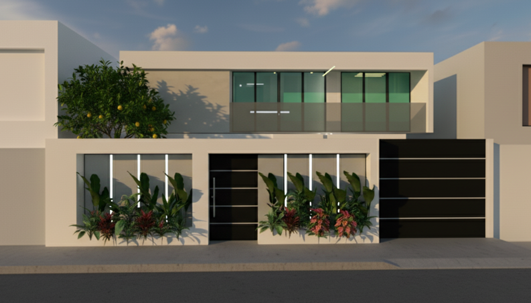 Divstāvu mājas projekts 283 m²: 3 Guļamistabas, Darba istaba, 3 Vannasistabas, Atvērta virtuve, bez Garāžas