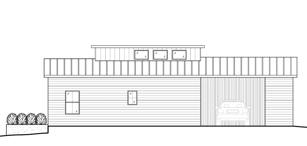 Vienstāva mājas projekts 120 m²: 2 Guļamistabas, 2 Vannasistabas, Atvērta virtuve, bez Garāžas