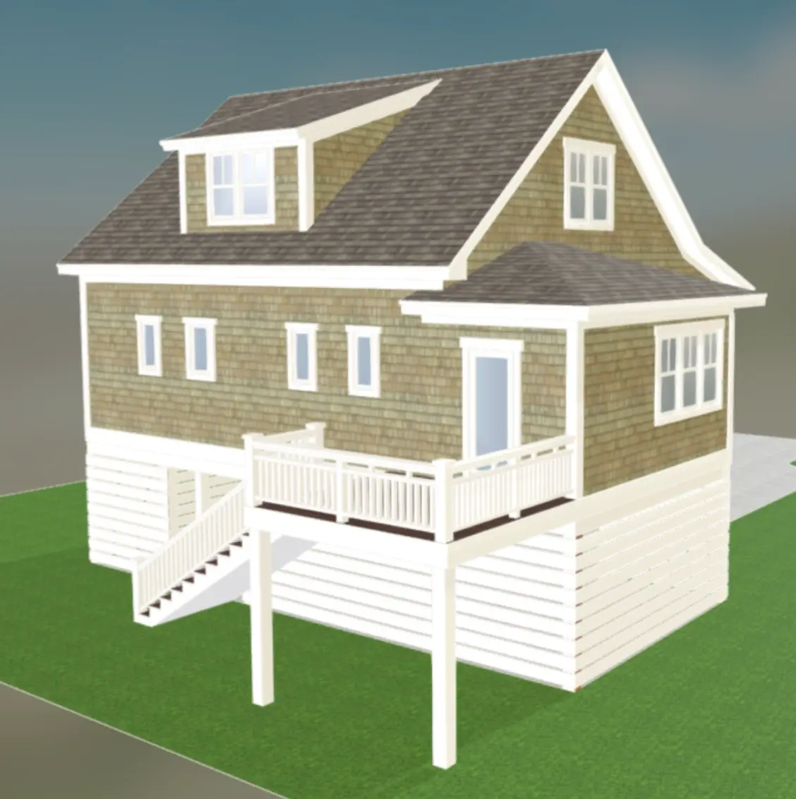 Trīsstāvu mājas projekts 224 m²: 3 Guļamistabas, Darba istaba, 3 Vannasistabas, Atvērta virtuve, Garāža