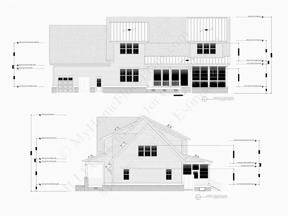 Mājas projekts ar mansardu 315 m²: 4 Guļamistabas, Darba istaba, 4 Vannasistabas, Atvērta virtuve, Garāža