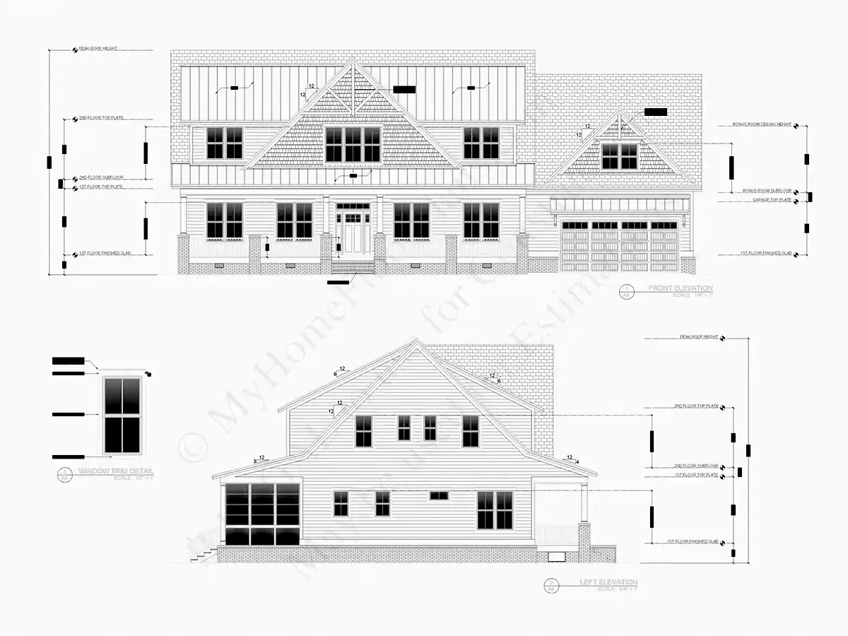 Mājas projekts ar mansardu 315 m²: 4 Guļamistabas, Darba istaba, 4 Vannasistabas, Atvērta virtuve, Garāža